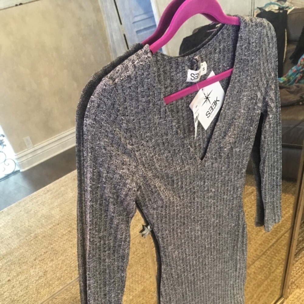 LF store mini/midi grey sweater dress